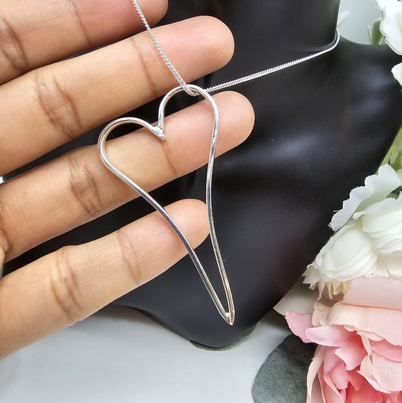 ❤️ FREEFORM HEART STERLING SILVER NECKLACE - Picture 6 of 6